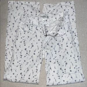 Abercrombie Kids White Floral Wide Leg Jeans